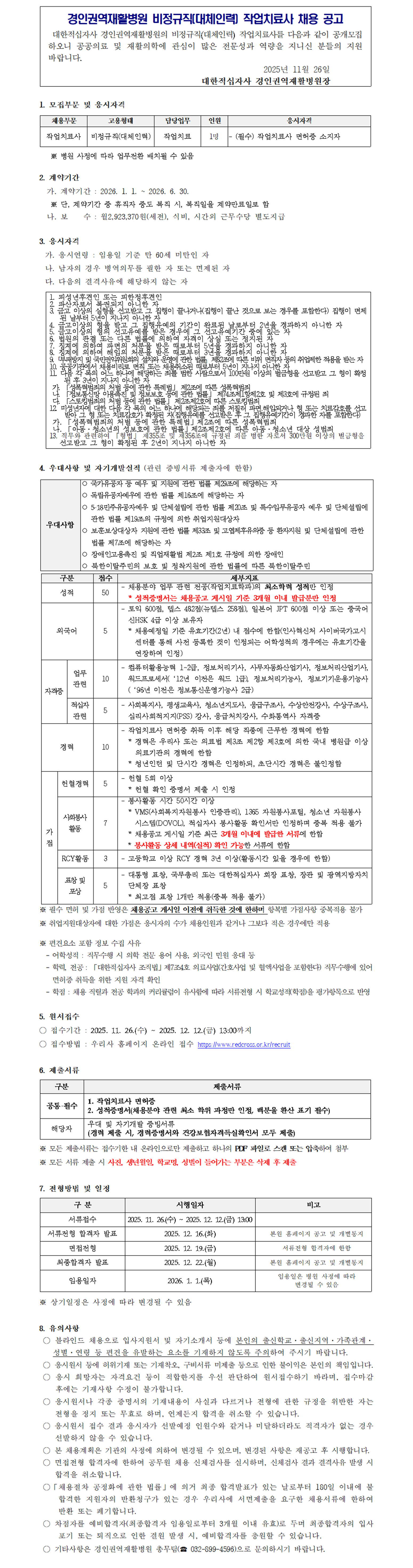 대체인력 작업치료사