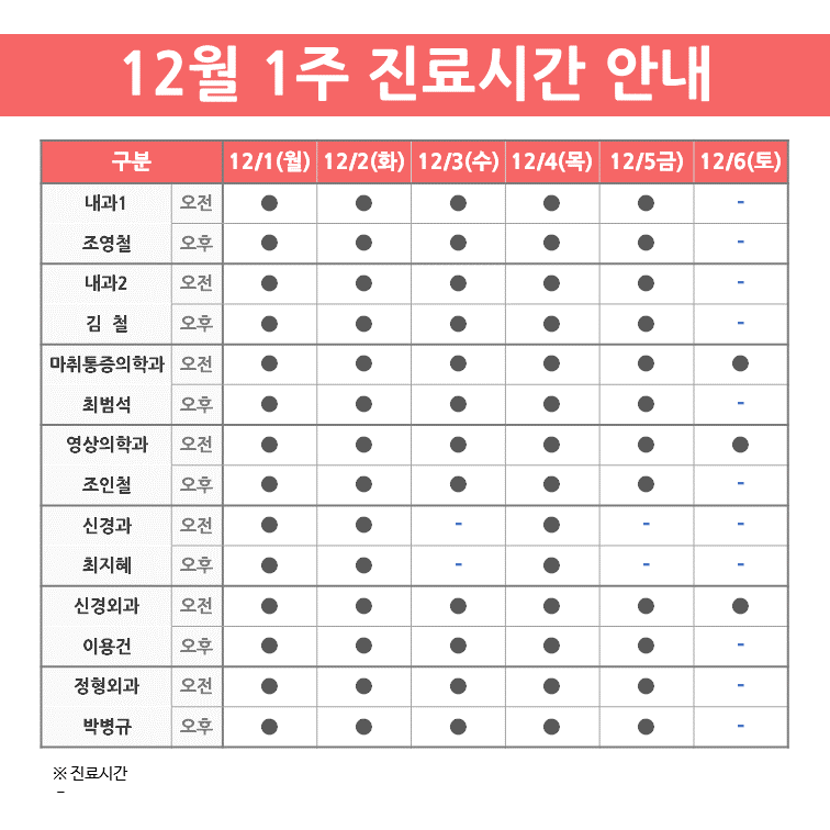 진료 안내(12월 1주)